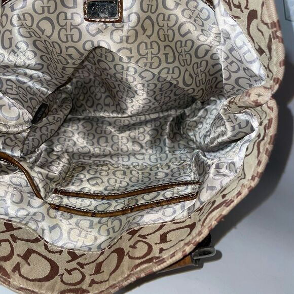 Guess Brown and Silver Tote Bag with Monogram Design - Picture 6 of 6